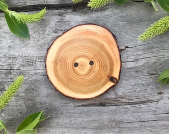 Extra Large Tamarack Wood Statement Button // Wooden Embellishment // Made in Canada