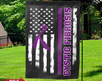 Cystic Fibrosis Awareness Garden Flag/Cystic Fibrosis Warrior Garden Flag/CF Support Flag/Cystic Fibrosis Disease/Purple Ribbon Flag OGQF74