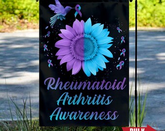 Rheumatoid Arthritis Awareness Garden Flag/Rheumatoid Arthritis Support Flag/Blue And Purple Ribbon/Rheumatoid Arthritis Survivor OGQM18