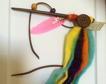 Cool Hair Stick with felt and feathers for a funky, gypsy look