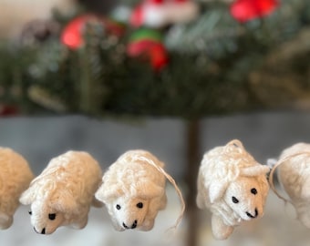 Adorable Felted Sheep Ornament for Christmas Tree Decor