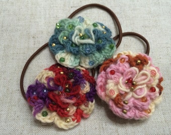 Silk wool elegant crochet hair ties.