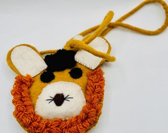 Roar with Love: Cute Lion Purse for Every Occasion , Felted Lion purse, Animal Purse
