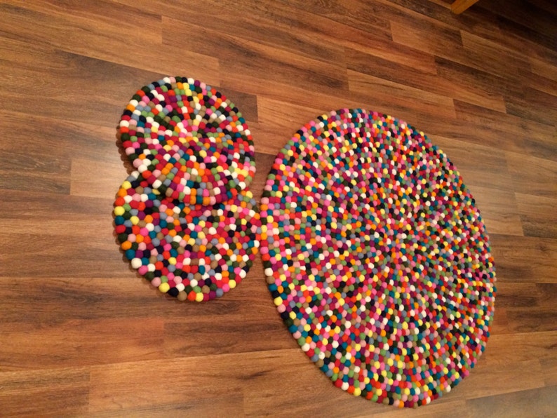 Felt ball Rugs and Mats Handmade.