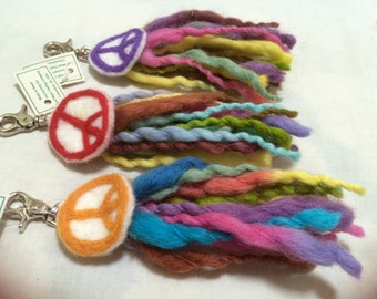 Peace  Felted Keyring with a clip
