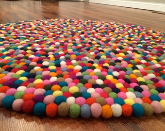 Felt ball Rugs and Mats Handmade.