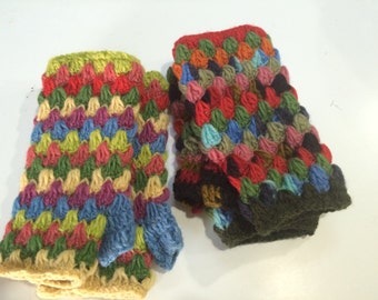 Crochet Fingerless Mittens. Hand made. Free size mittens