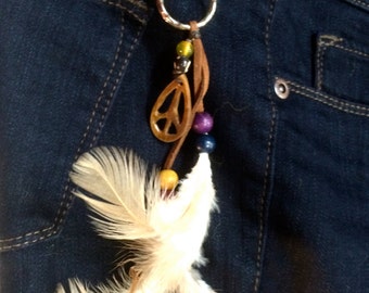 Leather Feather Fun Keyring