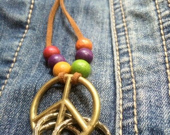 Peace and Star Metal Keyring