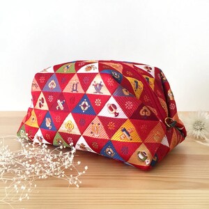 Drawstring Bag with Japanese pattern, Kimono and linen (Small