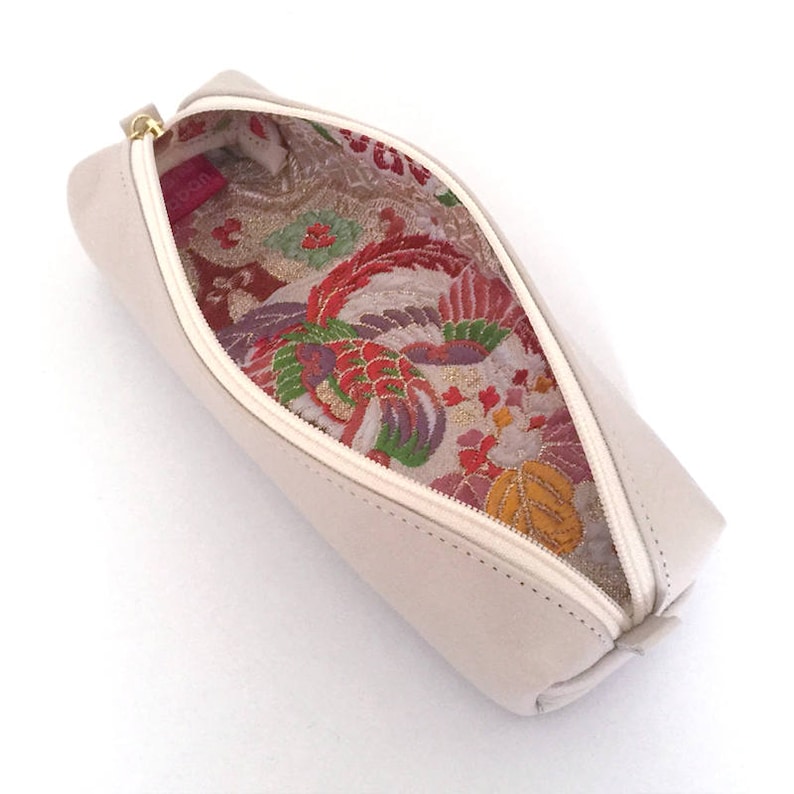 Kimono Brocade Leather pen case with Japanese Traditional pattern