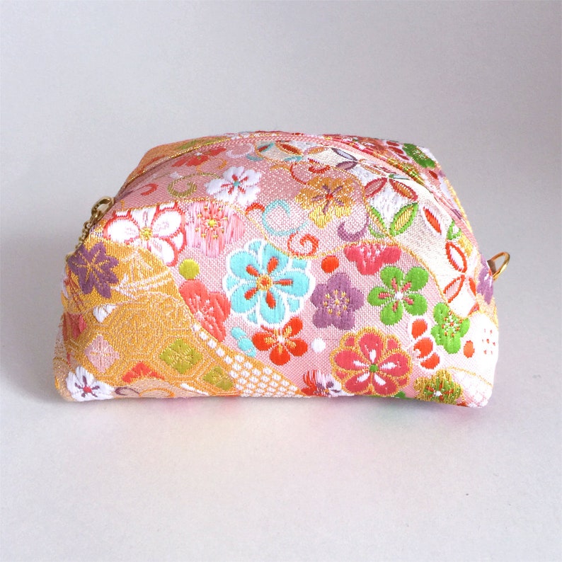 Brocade Medium Pouch with Japanese Traditional Pattern Kimono