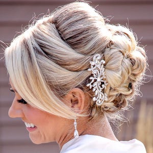 Wedding Hair Comb, Bridal Hair Comb, Crystal Bridal Comb, Silver Wedding Hair Comb, Crystal Headpiece, Bridal Side Comb, CO-002 image 2