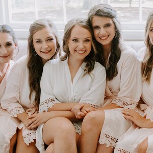 BLUSH Bridesmaid Robes / Chunky Lace Robe / Bridesmaid Gift / Bridal Party Robes / Wedding Favor / Wedding Robes / Light Pink Robe / Silky