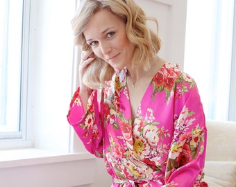 hot pink kimono dress Designer Silk Kimono Robe | Womens Long Kimono