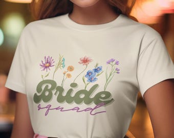 Wildflower Bride Squad T-Shirt: Retro Bridal Party Tee