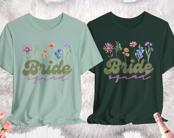 Wildflower Bride Squad T-Shirt: Retro Bachelorette Party Bridal Tee