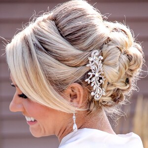 Wedding Hair Comb, Bridal Hair Comb, Crystal Bridal Comb, Silver Wedding Hair Comb, Crystal Headpiece, Bridal Side Comb, CO-002 image 1