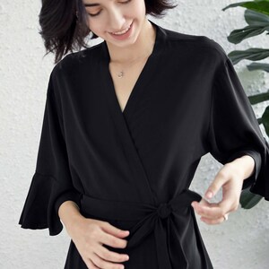 Black Ruffle Bridesmaid Robe Bridal Party Robes Gift Wedding Favor Flounce Maid of Honor Flower Girl Proposal Personalized Custom