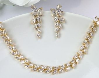 CLEARANCE Gold Bridesmaid Jewelry Set / Wedding Jewelry Set / Jewelry Set / Bridal Earrings Bracelet Set / Prom Jewelry Set | LJS-38-41