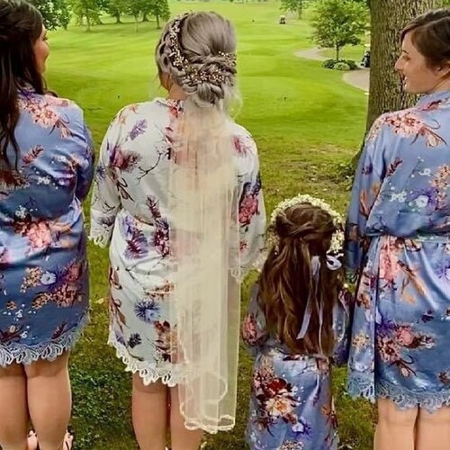 Bridesmaid Robes Dusty Blue Floral Robe Set Bridesmaid Etsy