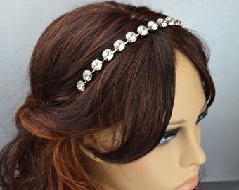 Large Crystal Silver Headband / Wedding Crown / Bridal Headpiece / Prom Tiara / Wedding Headpiece / Bridal Hair Accessory / TI-014