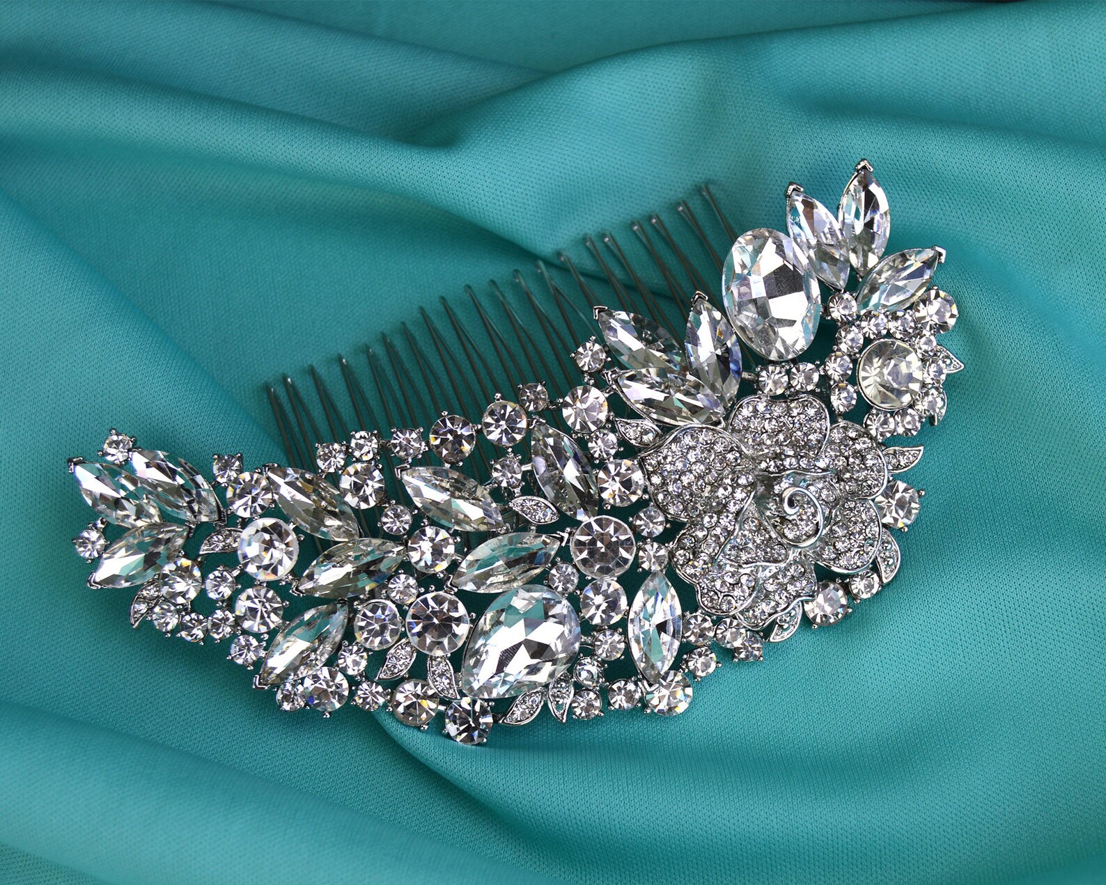 Large Luxurious Bridal Side Comb Rhinestone Bridal Comb Etsy