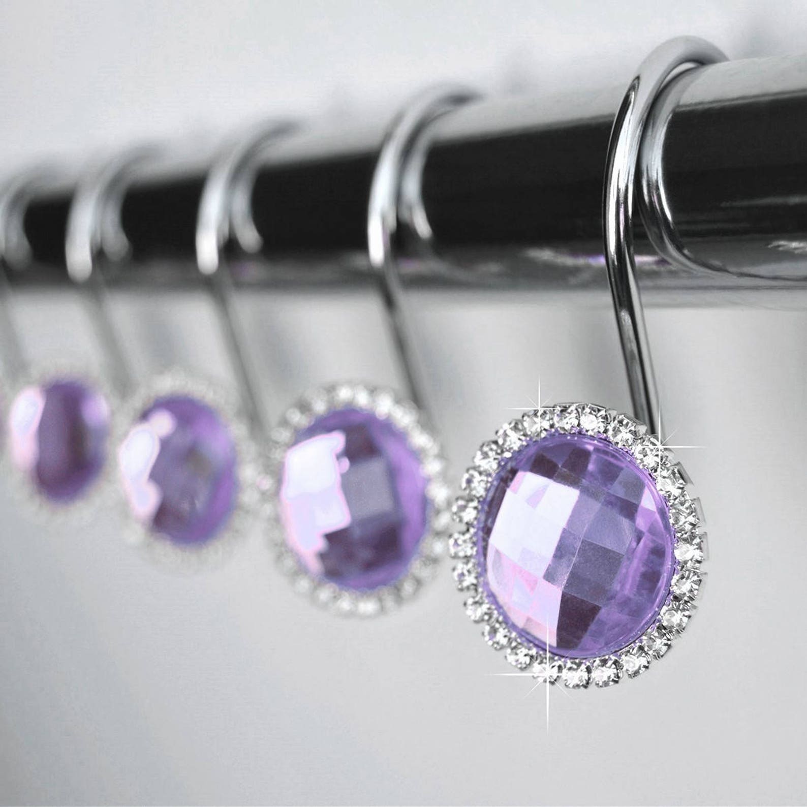 Shower Curtain Hooks Rings Lavender Decorative Cute Crystal Etsy