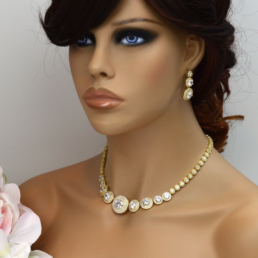 Gold Bridal Necklace Set / Gold Wedding Jewelry Set / Gold Bridal