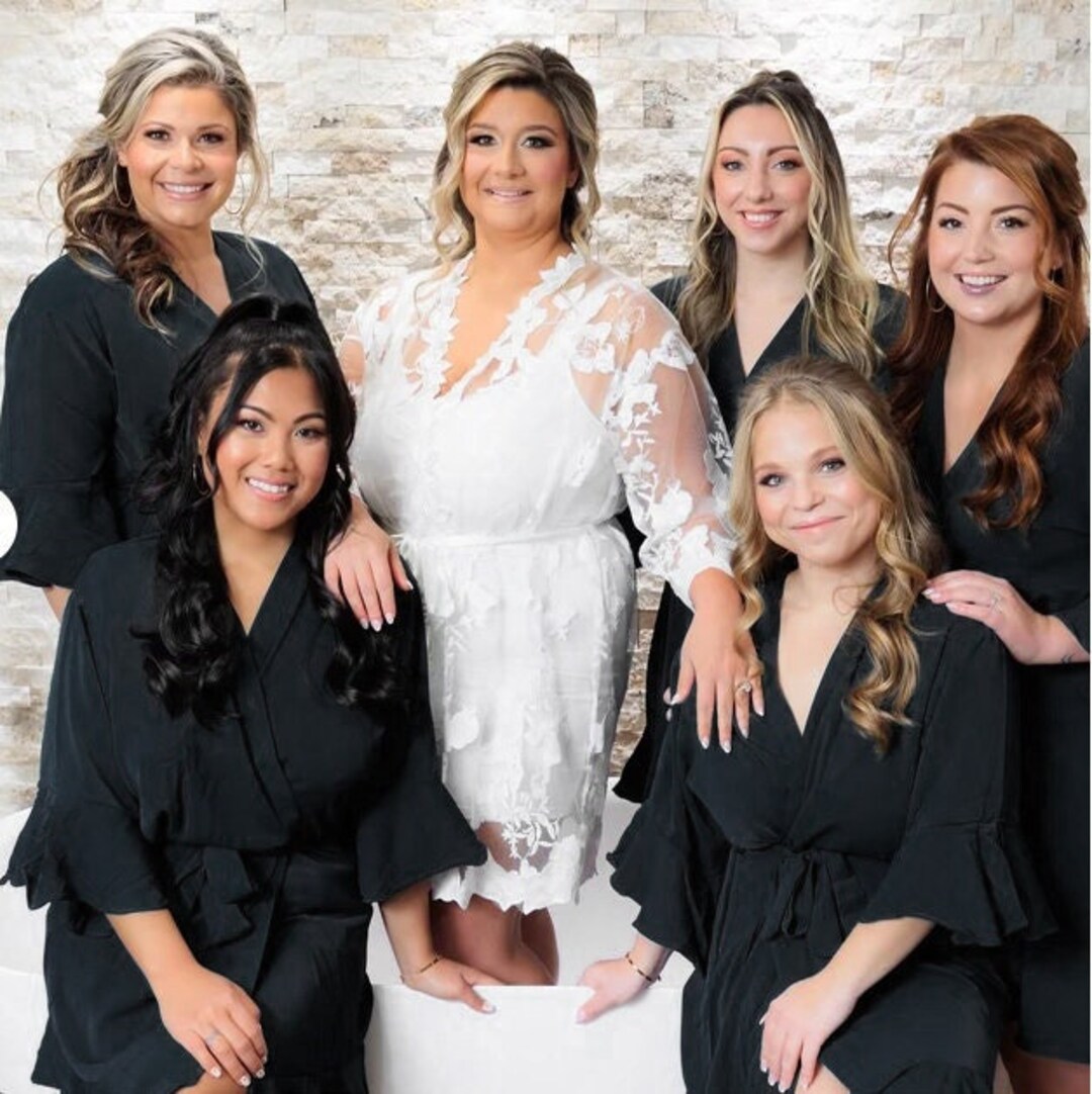 BLACK Ruffle Wedding Robes / Bridesmaid Robes / Bridal Robe / Bridal ...