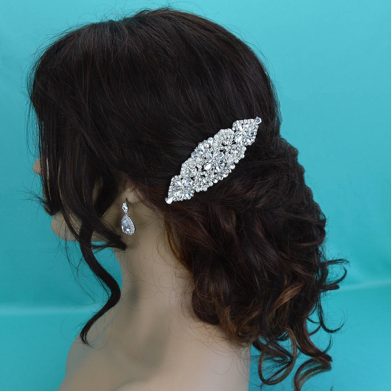 Silver Wedding Hair Comb Vintage Bridal Side Comb CO-022 Headpiece Rhinestone Bridal Comb Crystal /& White Pearl Wedding Hair Comb