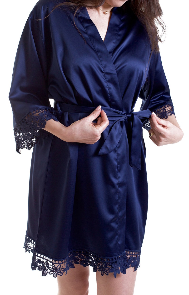 NAVY BLUE Lace Bridal Robes / Bridesmaid Robe / Bridesmaid Etsy