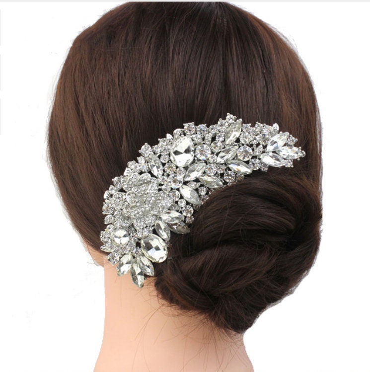 Large Luxurious Bridal Side Comb Rhinestone Bridal Comb Etsy