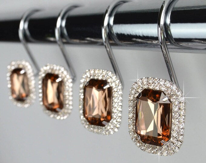 Shower Curtain Hooks Rings Luxurious Brown Decorative Etsy