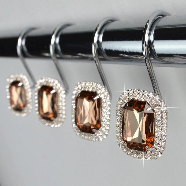 Pink Heart Decorative Crystal, Crystal Shower Curtain Hooks