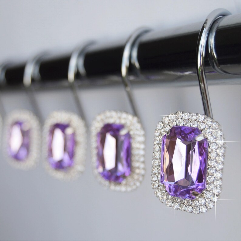 Shower Curtain Hooks Rings Luxurious Light Purple Decorative Etsy