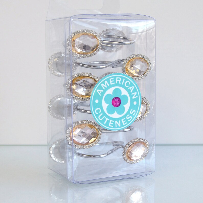 Shower Curtain Hooks Rings Oval Champagne Yellow Decorative Etsy