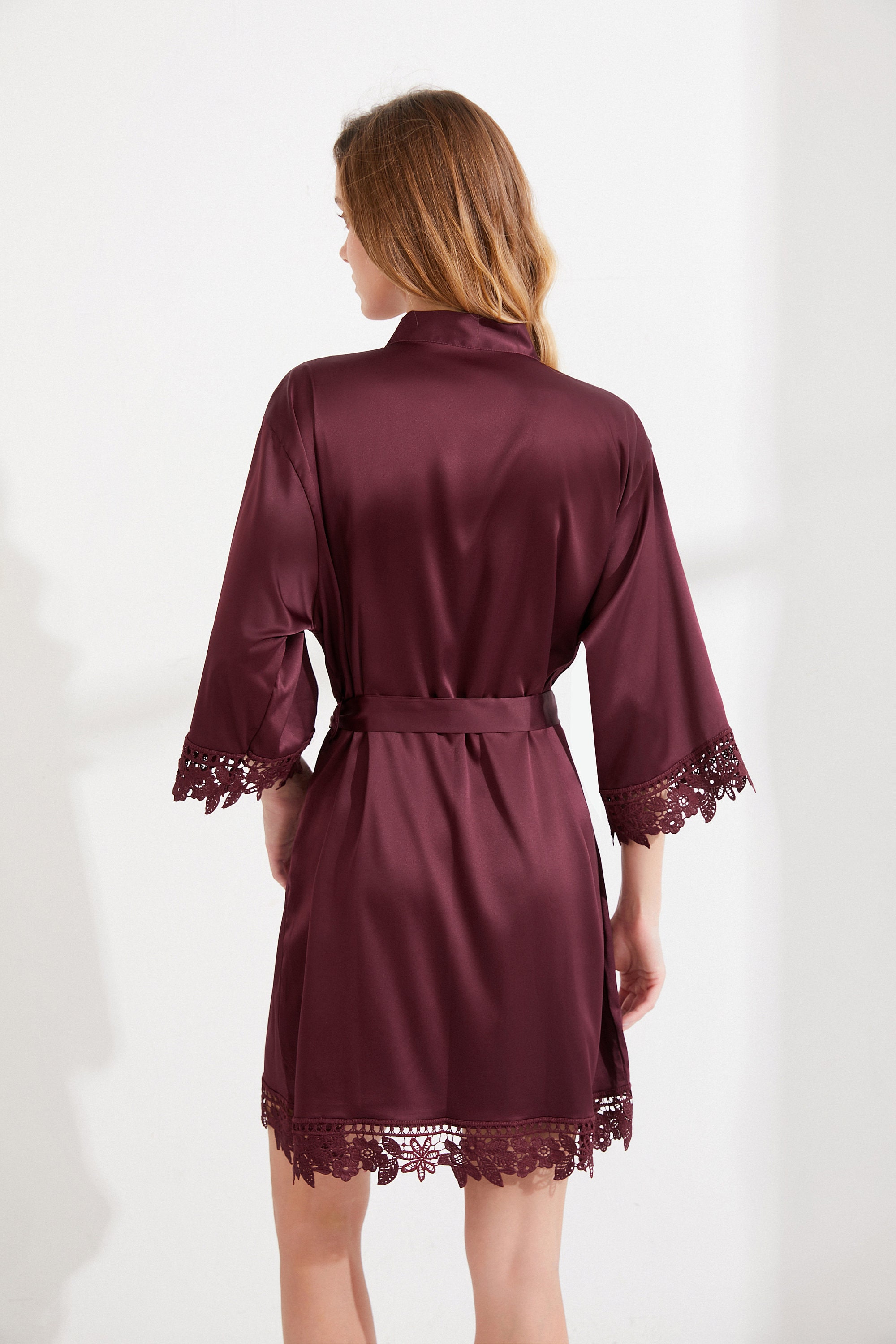 WINE Bridesmaid Robes / Lace Robe / Bridesmaid Gift / Bridal Party ...