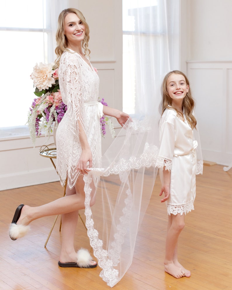 WHITE Lace Bridal Robe / Wedding Robe / Bridesmaid Robe / Etsy