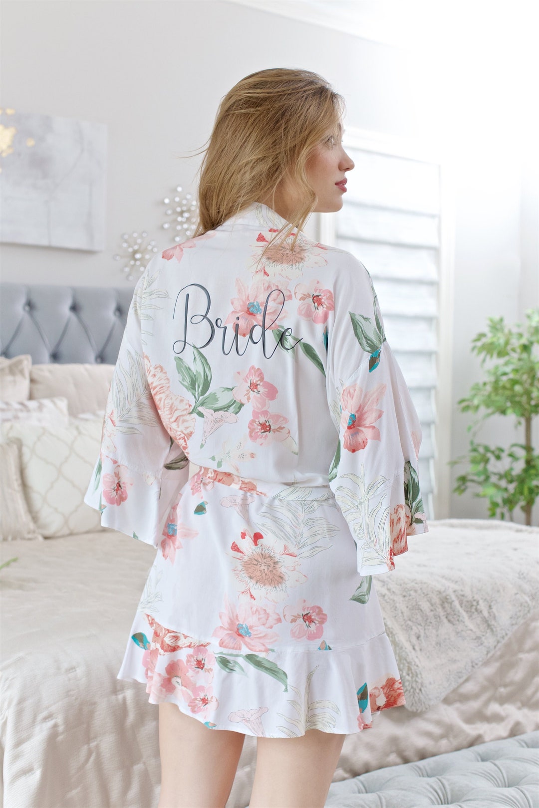 Bridal Robe Ruffle Clearance PERSONALIZED Floral Ruffle Bridesmaid Robes / Bridesmaid Gift ...