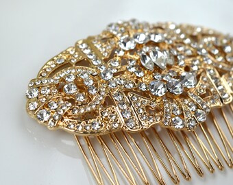 Gold Hair Comb, Wedding Comb, Bridal Hair Comb, Crystal Bridal Comb, Wedding Hair Comb, Prom, Headpiece, Vintage Side Comb, CO-075