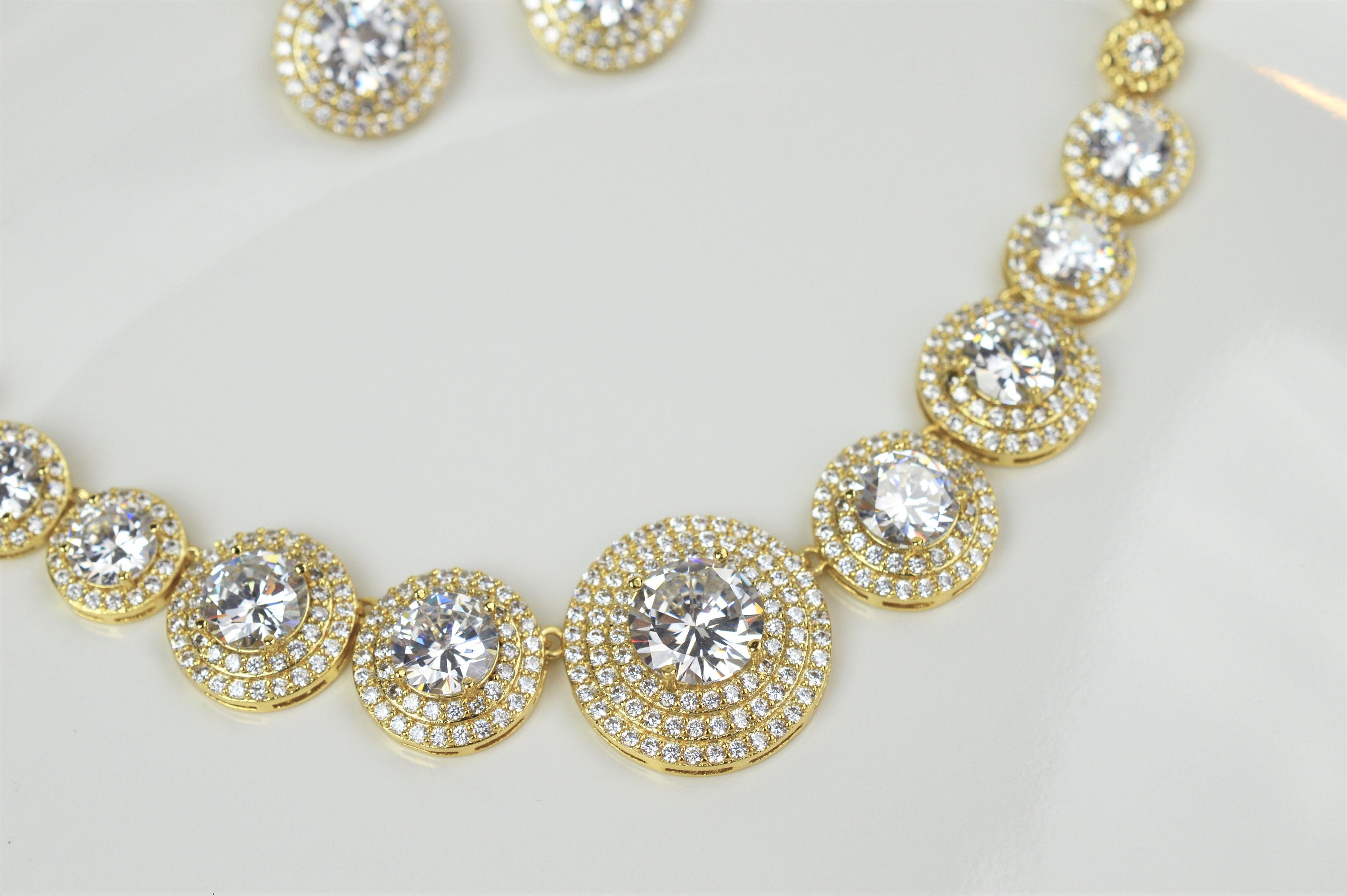 Gold Bridal Necklace Set / Gold Wedding Jewelry Set / Gold Etsy