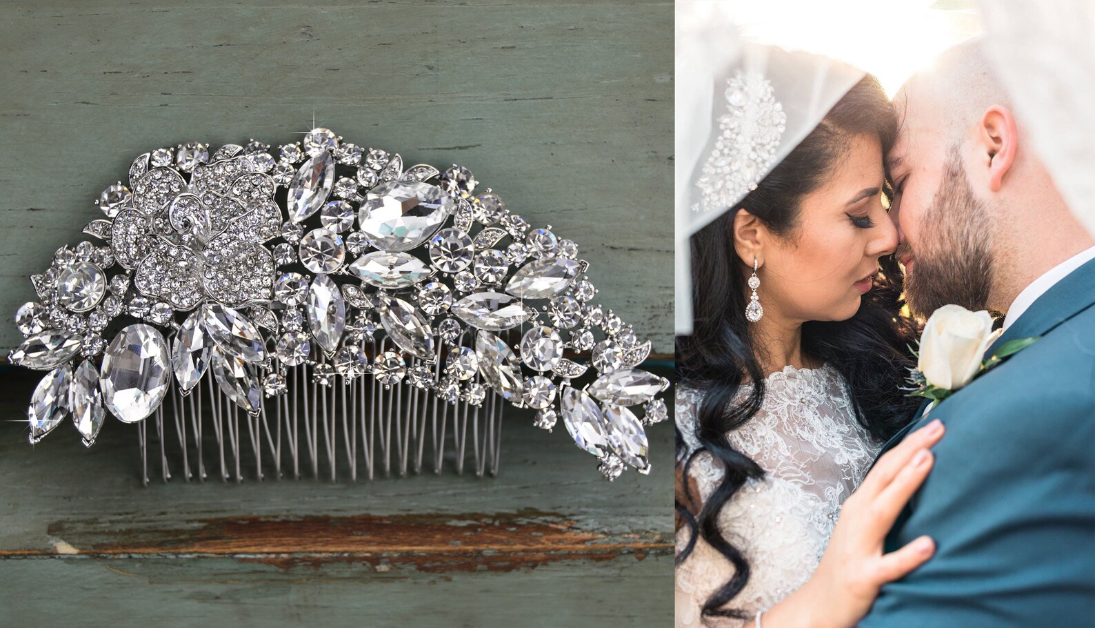 Large Luxurious Bridal Side Comb Rhinestone Bridal Comb Etsy