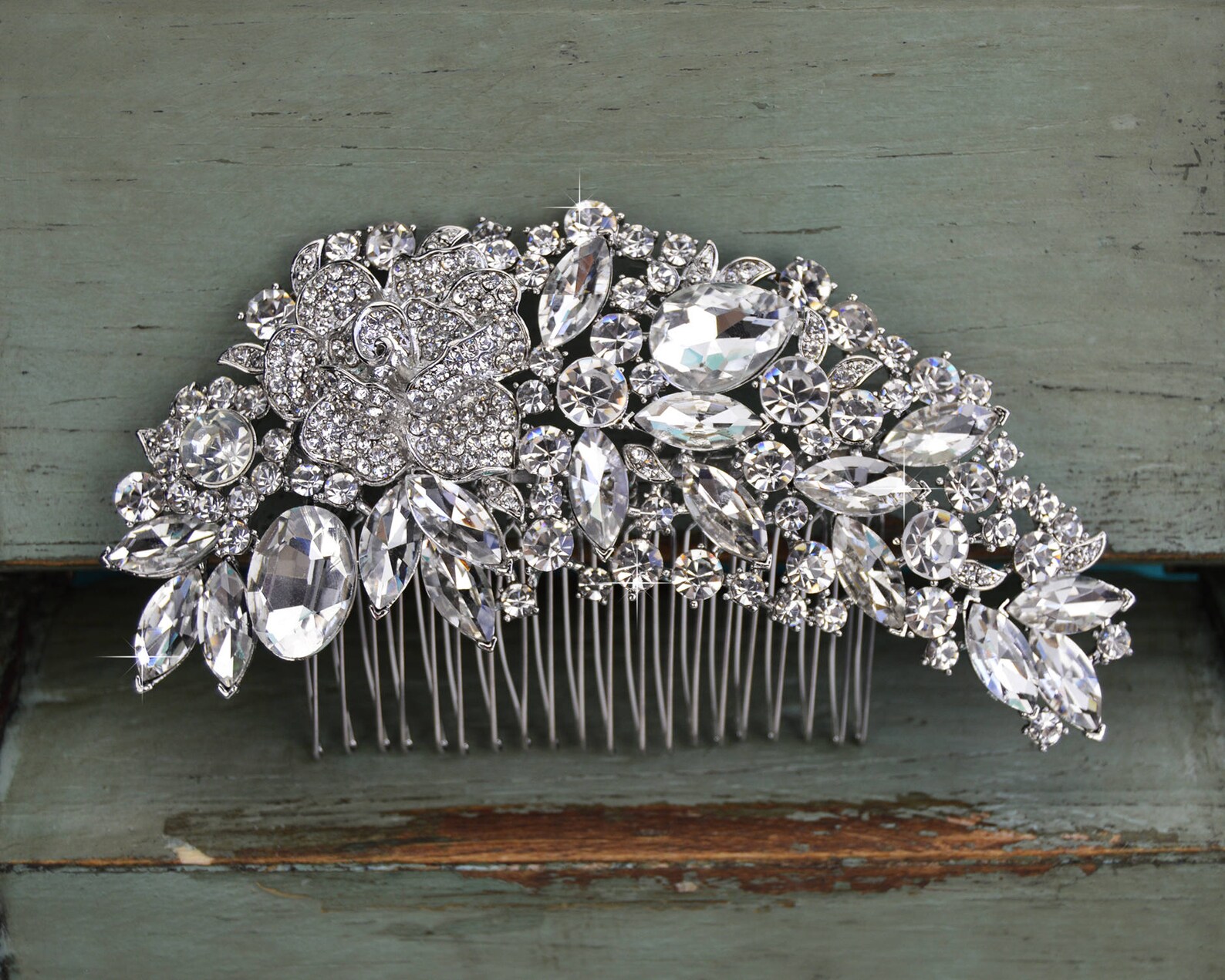 Large Luxurious Bridal Side Comb Rhinestone Bridal Comb Etsy