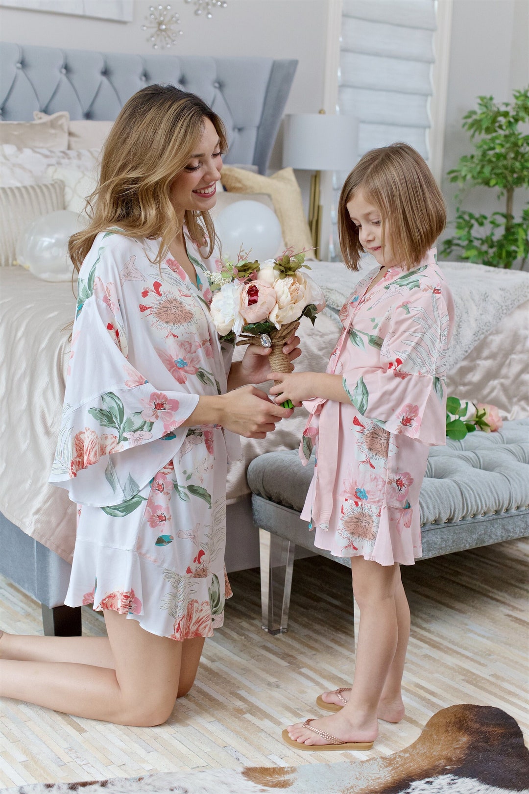 Ruffle Floral Flower Girl Robe / Flower Girl Gift / Bridesmaid Gift ...