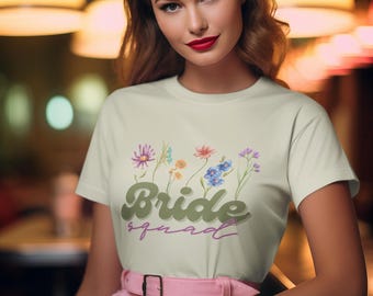 Wildflower Bride Squad T-Shirt: Retro Bachelorette Party Tee