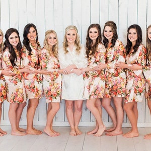 CLEARANCE Blush Robes - Blush Floral Robe - Blush Satin Robe - Bridesmaid Robes - Bridesmaids Gift - Wedding Robe - Bridal Party Robe