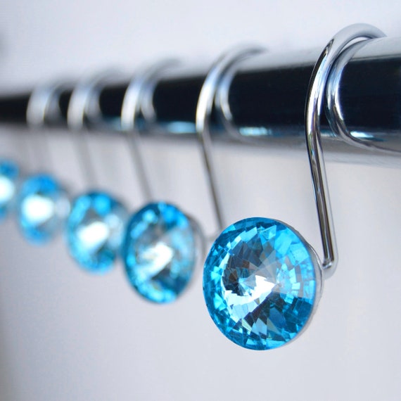 Shower Curtain Hooks Rings Turquoise Blue Highest Quality Etsy
