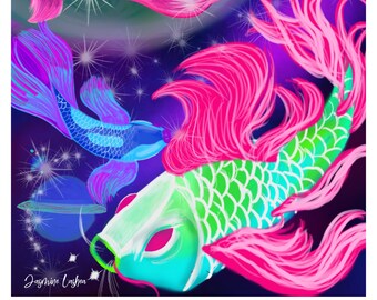 Celestial Koi Pond Digital Art