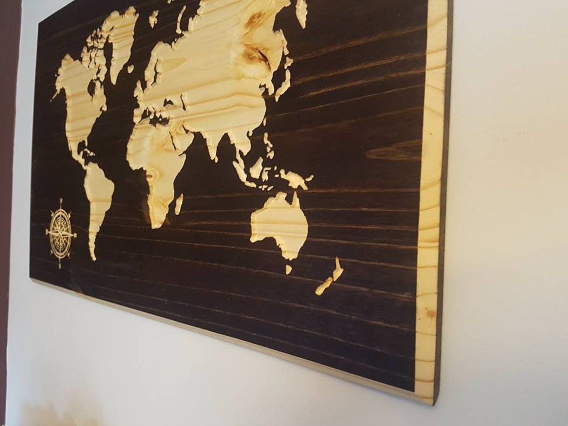 Carved Wooden Map Art Extra Large Map Home Decor Luxury Etsy Canada